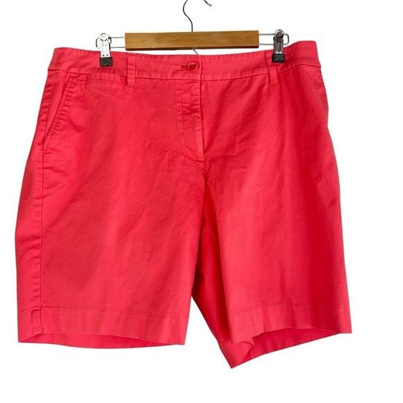 Talbots Perfect Shorts Bright Coral Stretch Bermuda 9 1/2" size 16 W Petite - Picture 2 of 14